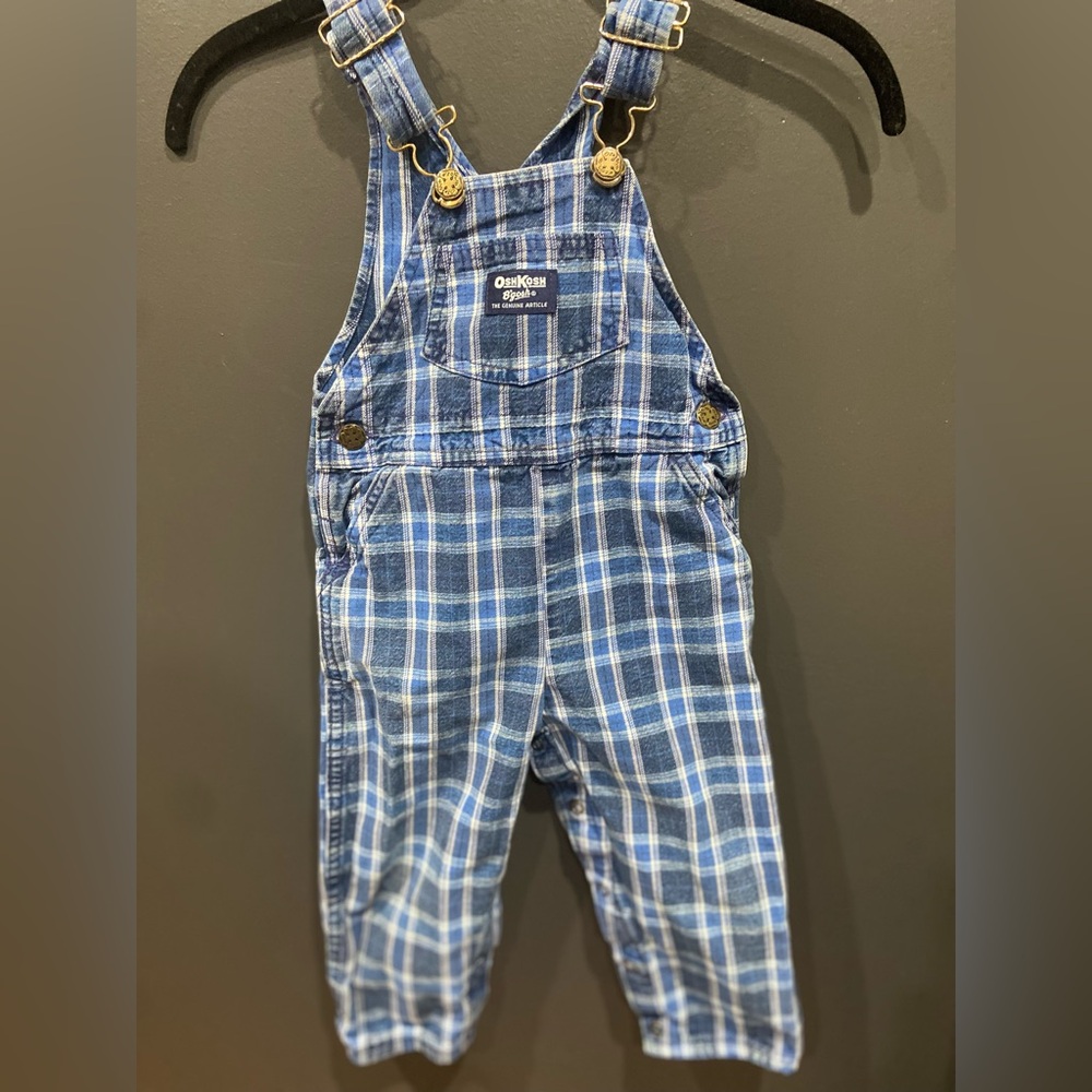 Vintage OshKosh B'gosh Blue Plaid Overalls